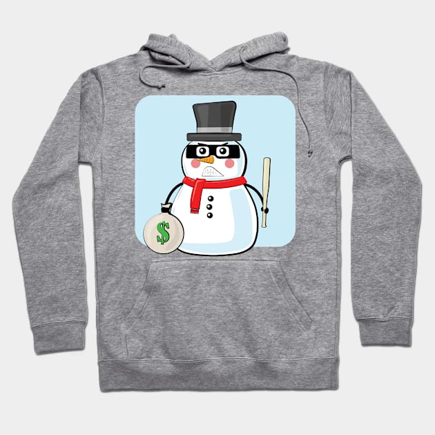 Snowman Bandit - Funny Illustration Hoodie by DesignWood Atelier